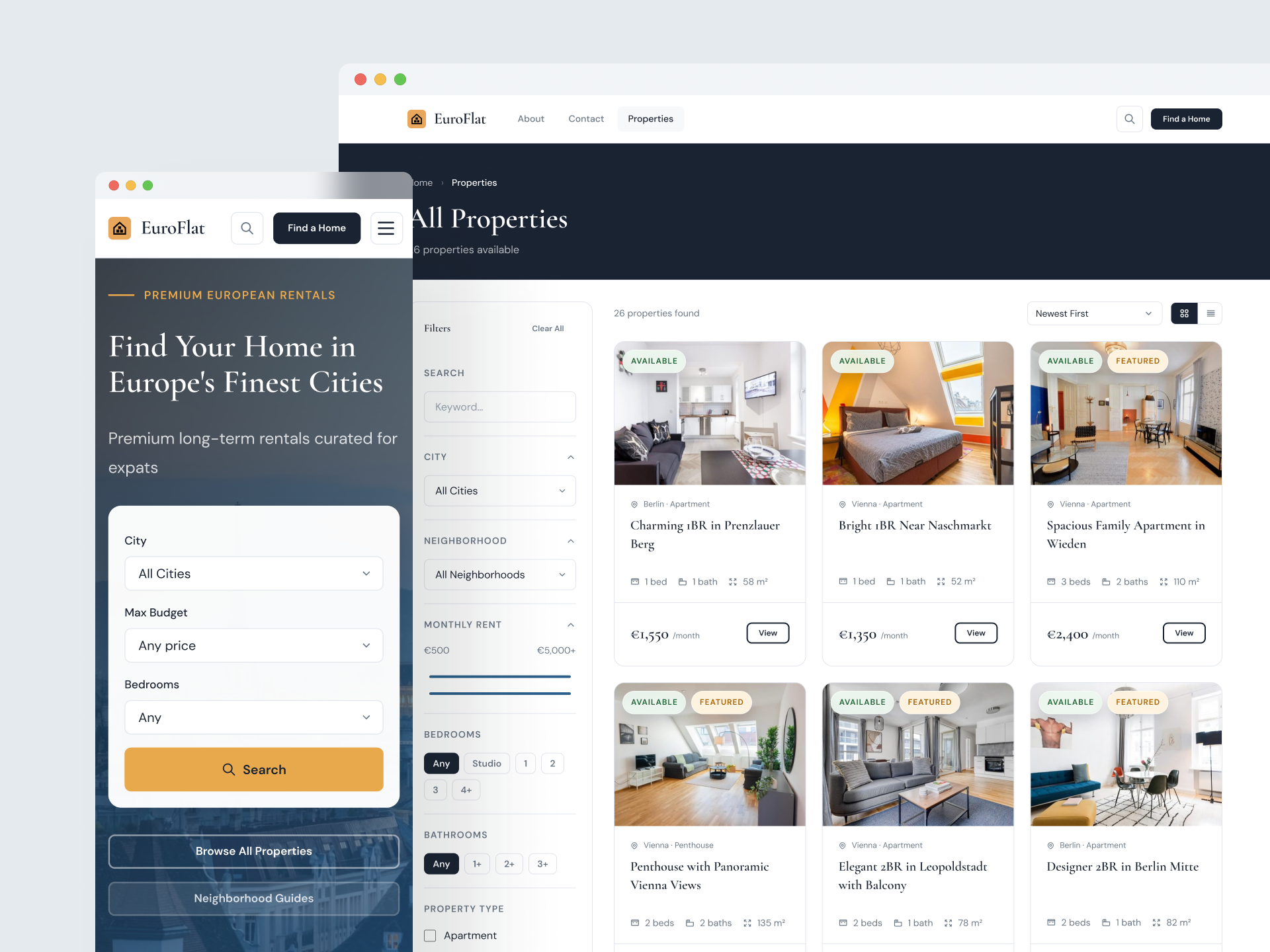 Euroflat - Real Estate Website Design