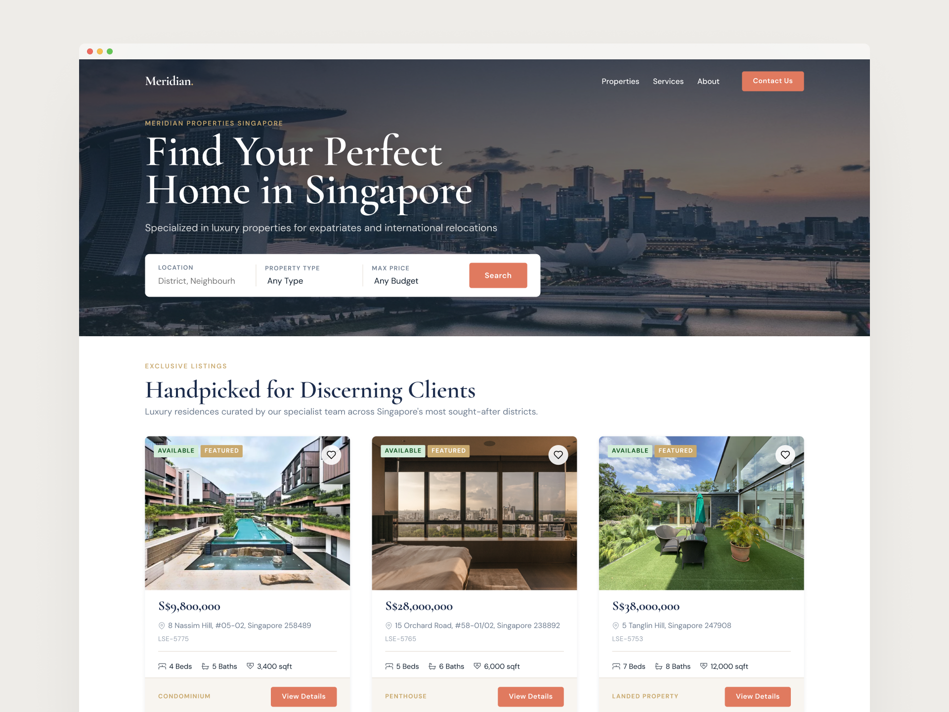 Meridian - Real Estate Website Design