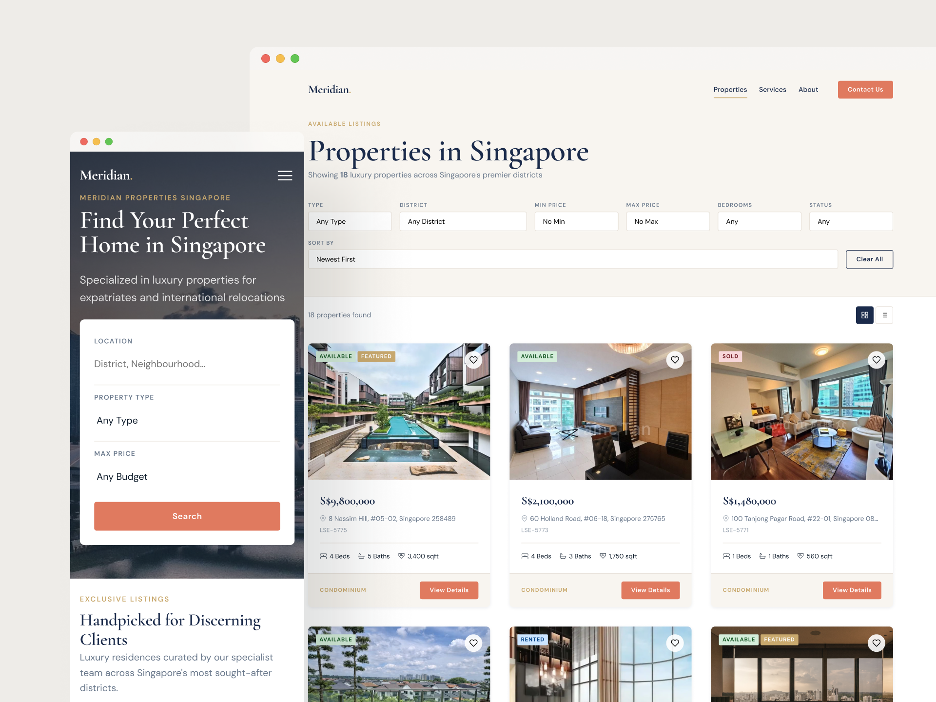 Meridian - Real Estate Website Design