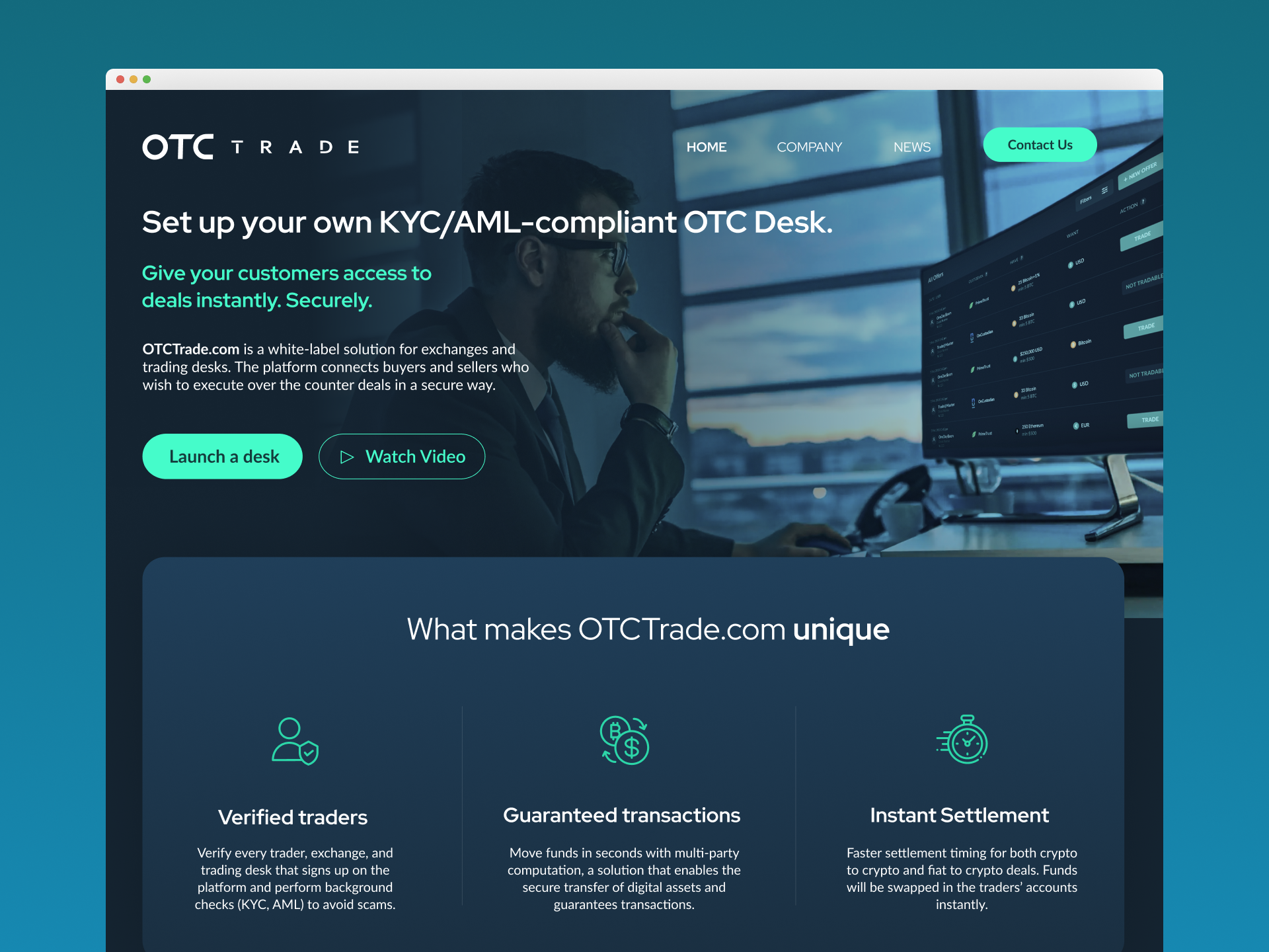 OtcTrade - Crypto Trading Website Design