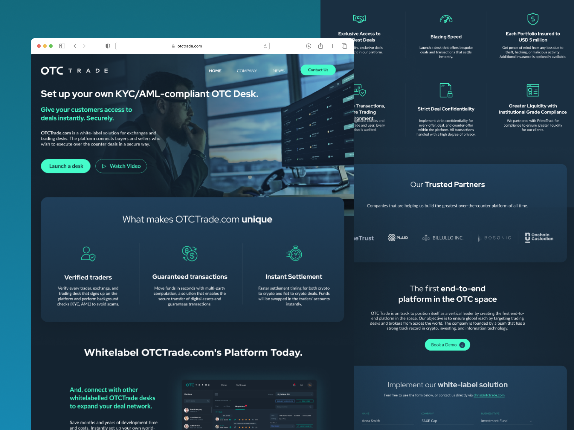 OtcTrade - Crypto Trading Website Design
