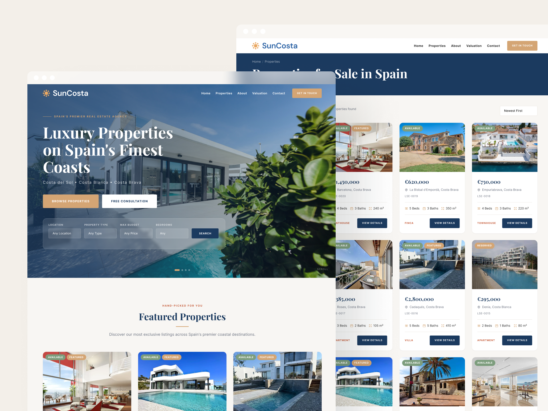 Suncosta - Real Estate Website Design