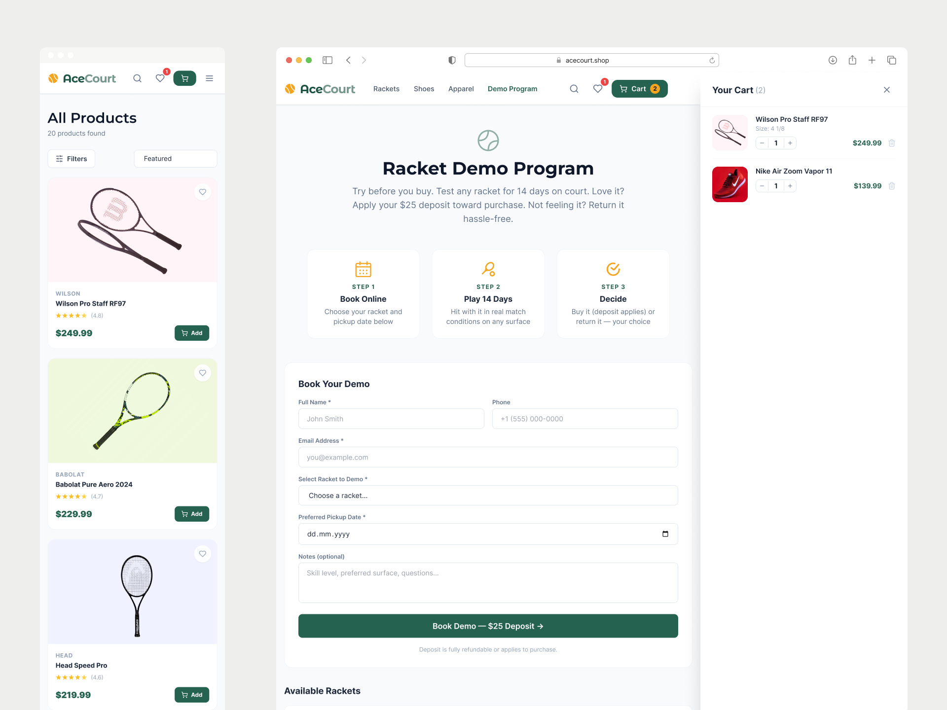 Acecourt - Online Store Design
