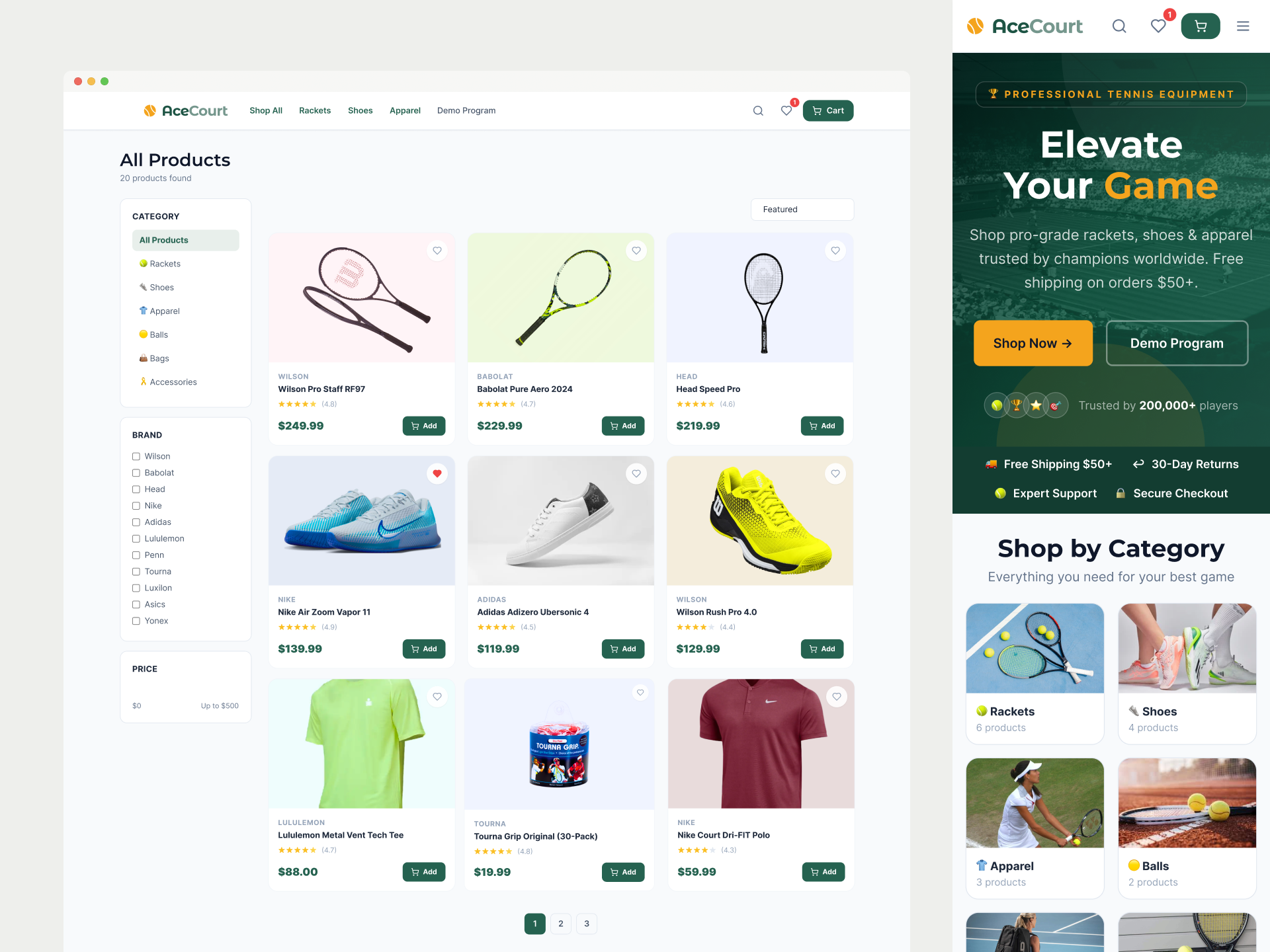 Acecourt - Online Store Design