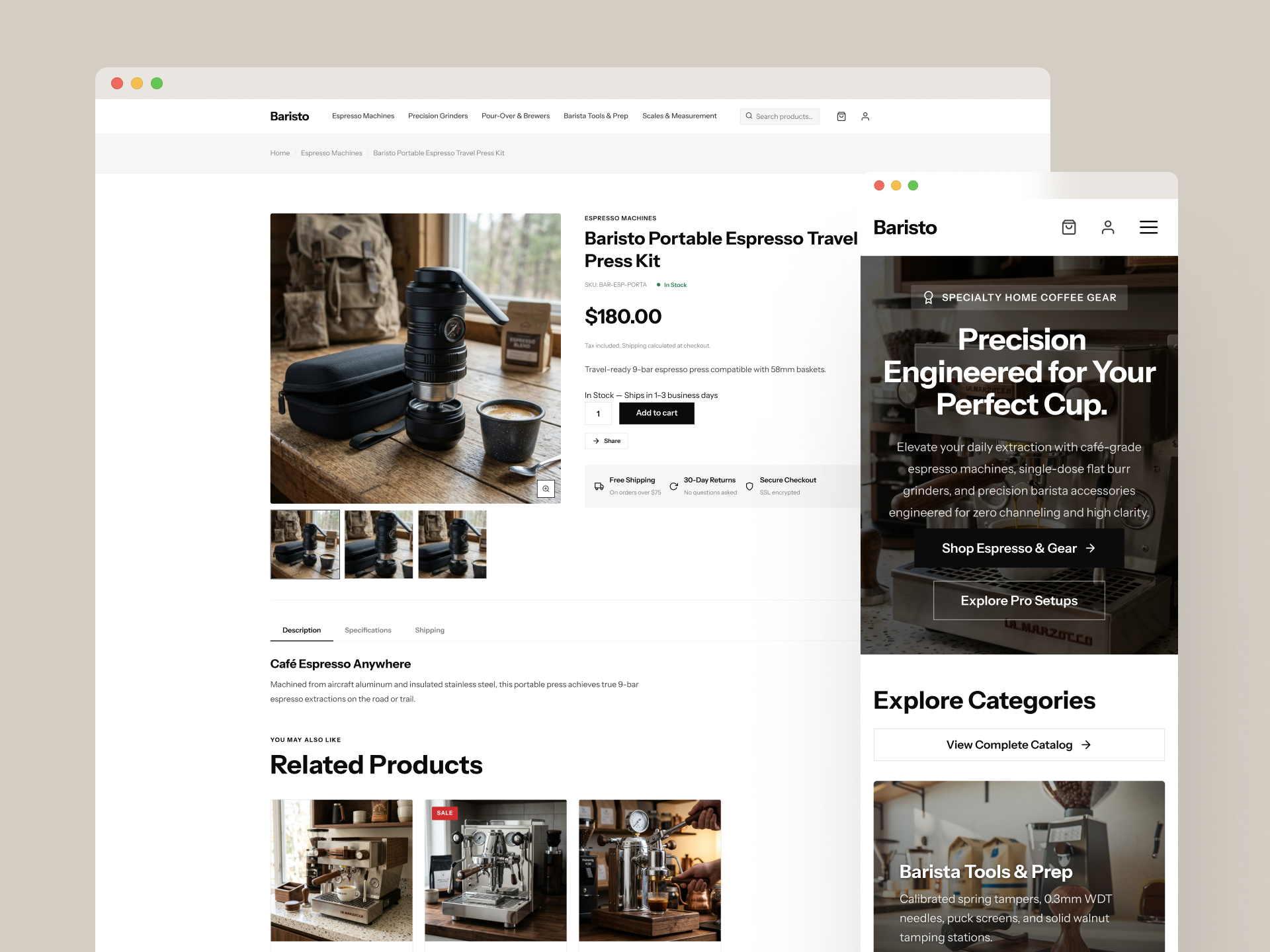 Baristo - Online Store Design