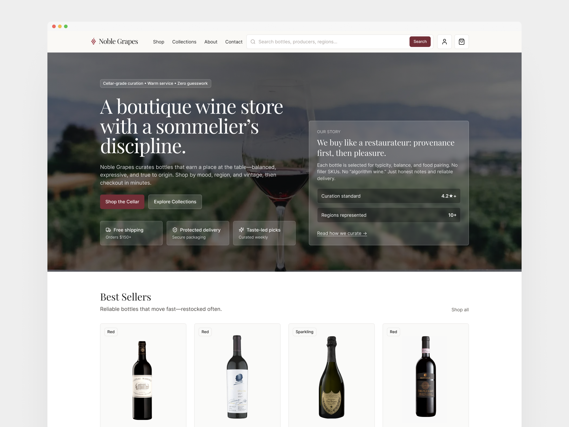 Noble Grapes - Online Store Design