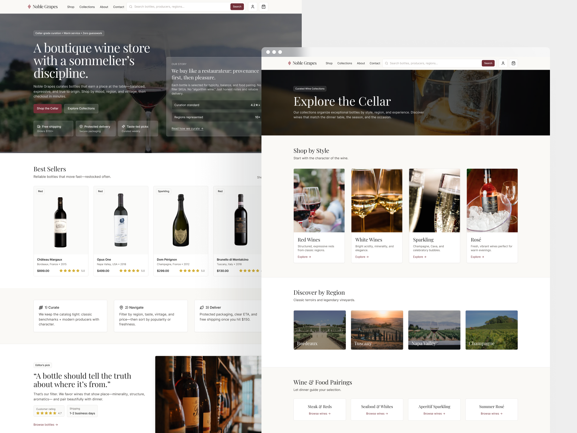 Noble Grapes - Online Store Design