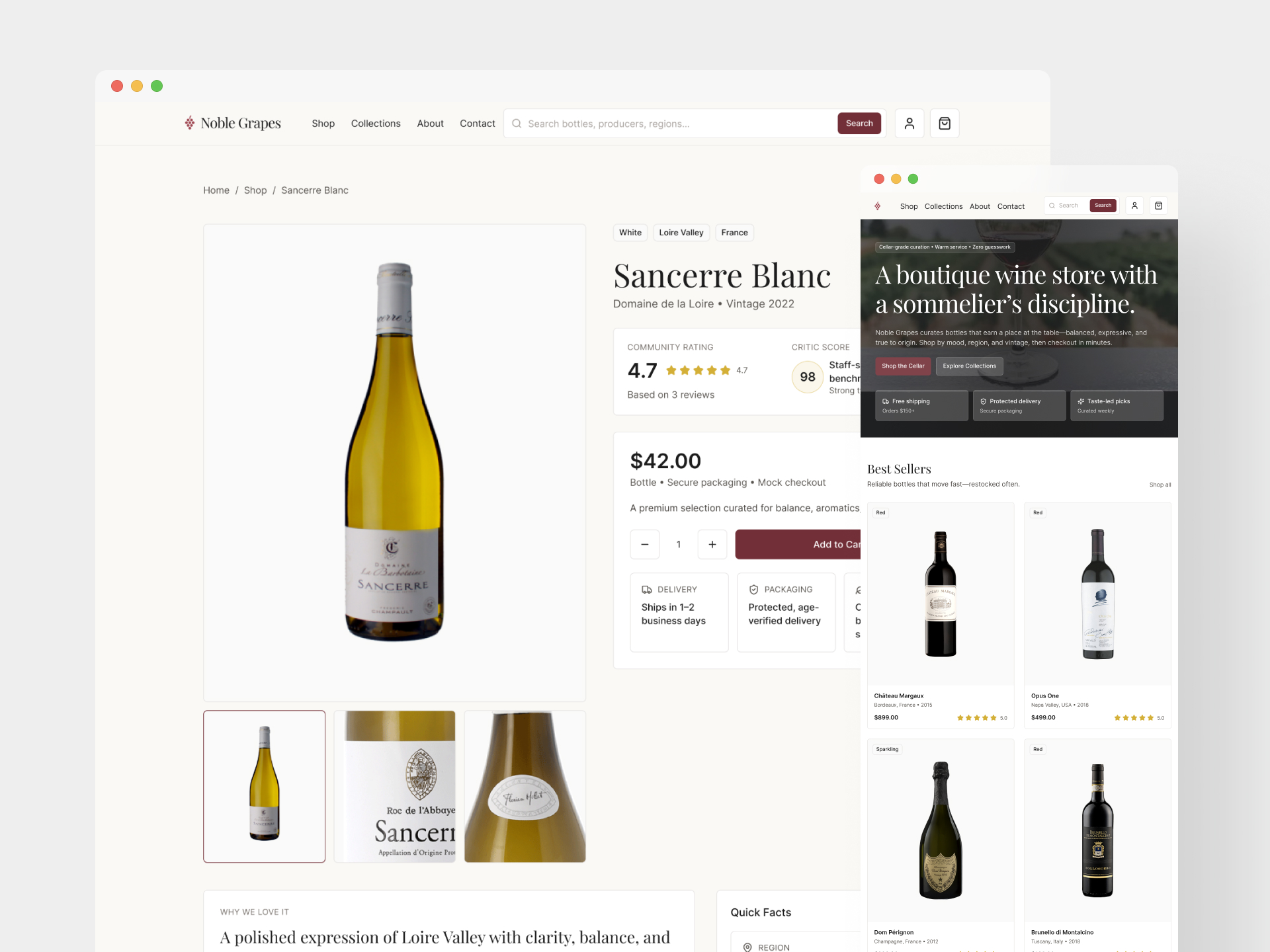 Noble Grapes - Online Store Design