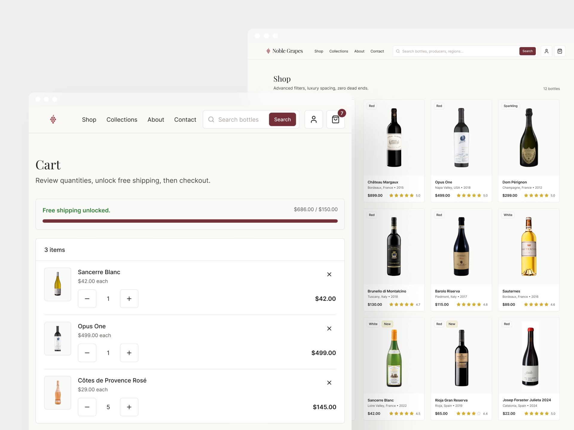 Noble Grapes - Online Store Design